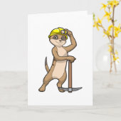 Carte Suricate mineur avec pioche (Fleur jaune)