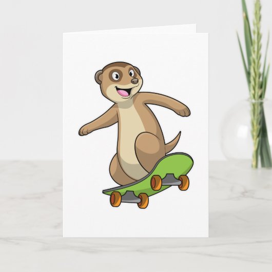 Carte Suricate skater avec planche à roulettes (Devant)