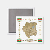 Carte Suriname + Magnet des drapeaux (Recto/Verso)