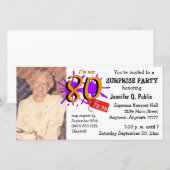 Carte Surprise 80e anniversaire de la fête Photo Invitat (Devant / Derrière)