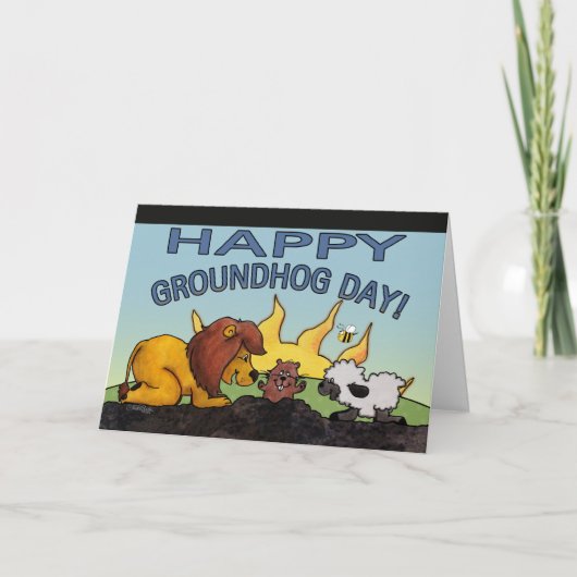 Carte Surprise de jour de lion et d'Agneau-Groundhog (Devant)