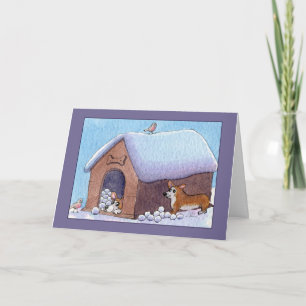 Carte Surprise de Snowball de chien de corgi ! Blanc