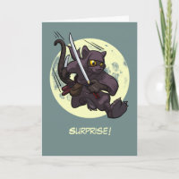 Surprise ! La chatte noire en kick volant de ninja