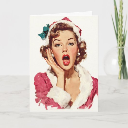Carte Surprised Retro Christmas Pin-Up (Devant)