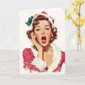 Carte Surprised Retro Christmas Pin-Up (Fleur jaune)
