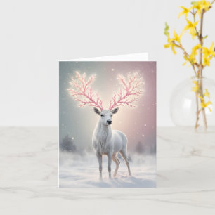Carte Surreal Pink Antler Reindeer Holiday Card