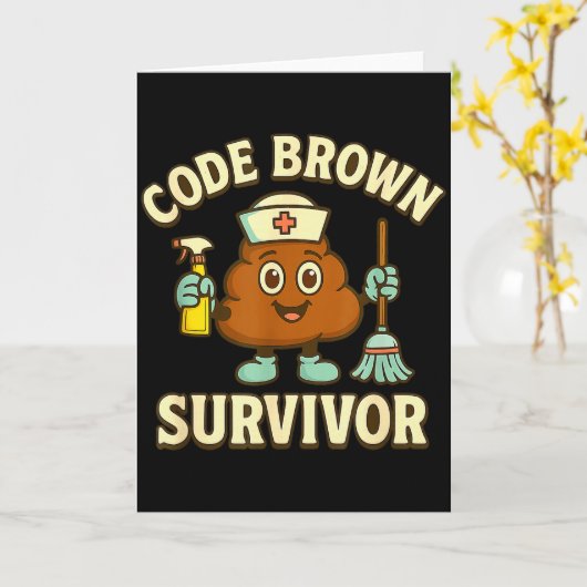 Carte Survivant Code Brown Humour Infirmière Aide-Soigna (Fleur jaune)