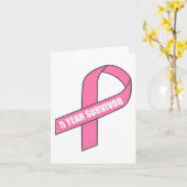 Carte Survivant de 5 ans (Cancer du sein - Ruban rose) (Fleur jaune)