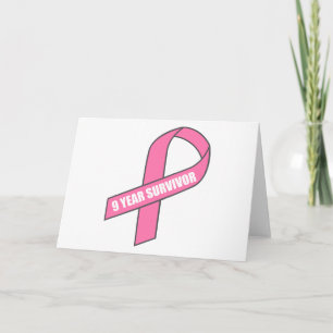 Carte Survivant de 9 ans (Cancer du sein - Ruban rose)