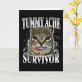 Carte Survivant de mal de ventre Mème de chat drôle (Fleur jaune)
