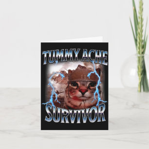 Carte Survivant des maux de ventre mème de chat drôle su
