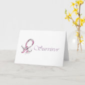 Carte Survivant rose au ruban (Fleur jaune)