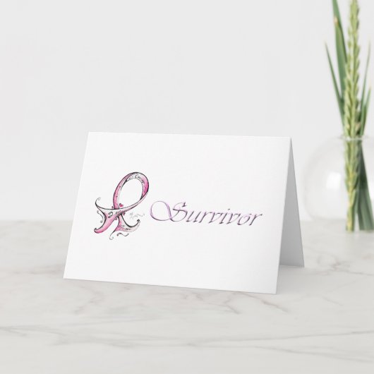 Carte Survivant rose au ruban (Devant)