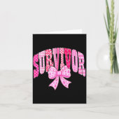 Carte Survivor Nk Ribbon Coquette Bow Breast Cancer Awar (Devant)