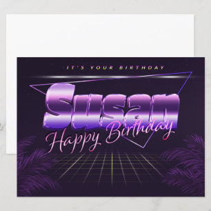 Carte Susan Name Prénom lila retro Map