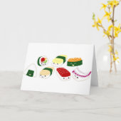 Carte Sushi de Kawaii avec des visages (Fleur jaune)