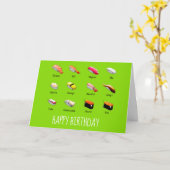 Carte sushi de Wasabi cuisine japonaise mignonne (Fleur jaune)