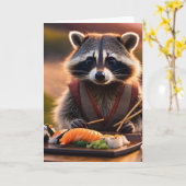 Carte sushi raccoon (Fleur jaune)
