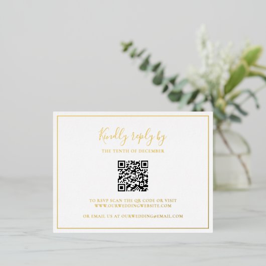 Carte SVP SVP classique QR Code élégant mariage (Debout devant)