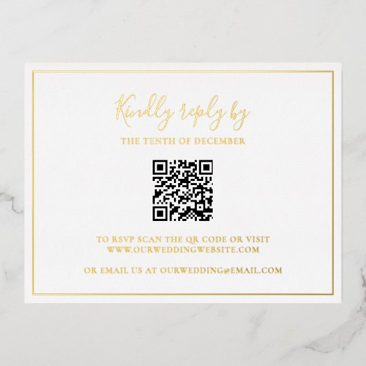 Carte SVP SVP classique QR Code élégant mariage (Recto)