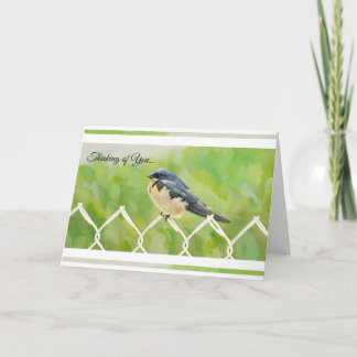 Carte Swallow on a Fence - Thinking of You Card