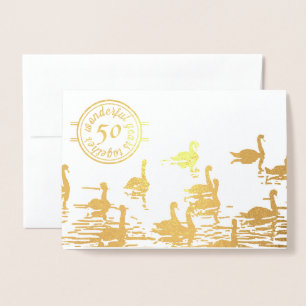 Carte Swan 50e anniversaire de mariage en or