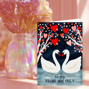 Carte SWAN et SEULEMENT Valentine Love Whimsical Birds