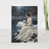 Carte Swan Maiden Winter Lake Romance Fantasy Art (Dos)