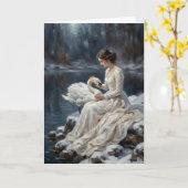 Carte Swan Maiden Winter Lake Romance Fantasy Art (Fleur jaune)