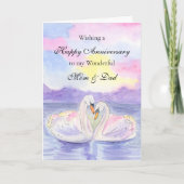 Carte Swans For Mom and Dad Happy Wedding Anniversary (Devant)