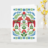 Carte Swedish Dala Horses Red Greeting Card (Fleur jaune)