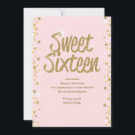 Carte Sweet 16<br><div class="desc">Une douce carte de 16 ans en rose avec lettrage or et des bordures d'étoiles. La carte est facile à customiser avec votre libellé, police et couleur de police. Pas exactement ce que vous cherchez ? Tous nos produits peuvent être conçus sur mesure pour répondre à vos besoins sans frais...</div>