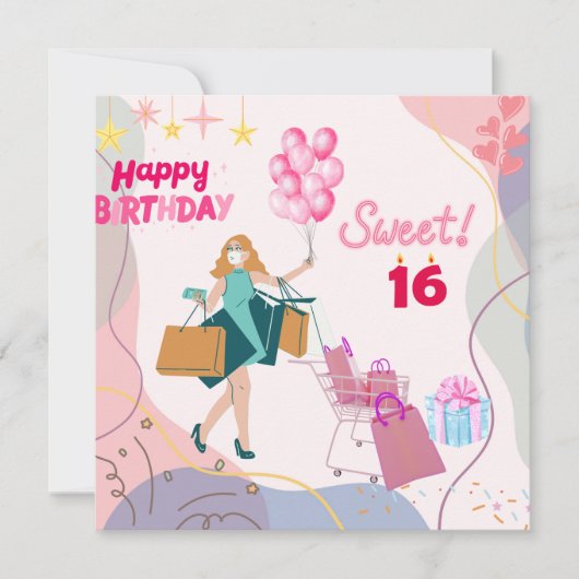 Carte Sweet 16 Anniversaire (Devant)