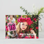 Carte Sweet 16 Anniversaire 4 Photo Collage (Debout devant)
