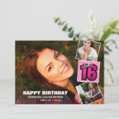Carte Sweet 16 Anniversaire 4 Photo Collage Card (Debout devant)