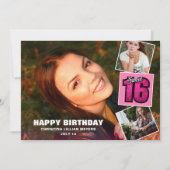 Carte Sweet 16 Anniversaire 4 Photo Collage Card (Devant)