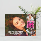 Carte Sweet 16 Anniversaire 4 Photo Collage Card (Debout devant)