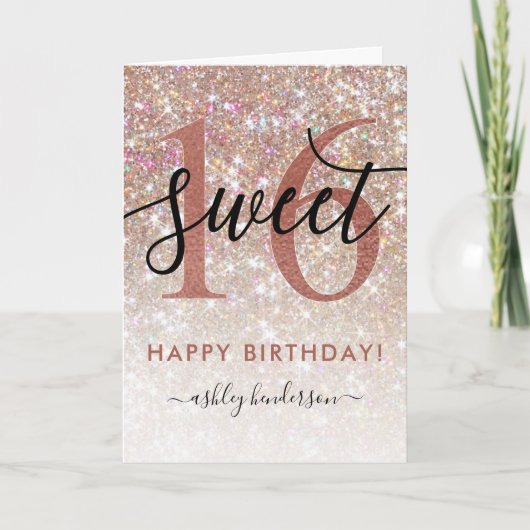 Carte Sweet 16 Anniversaire Chic Parties scintillant Omb (Devant)