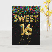Carte Sweet 16 Ballons et Confetti (Fleur jaune)