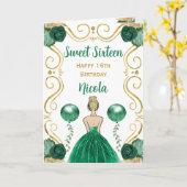 Carte Sweet 16 Blonde Princess Green Joyeux anniversaire (Fleur jaune)