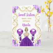 Carte Sweet 16 Blonde Princesse Purple Joyeux Anniversai (Fleur jaune)
