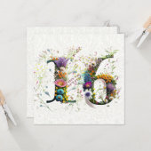 Carte Sweet 16 Joyeux Anniversaire Fleur sauvage Texte (Devant/Arrière en situation)