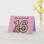 Carte Sweet 16 Personnaliser d'invitation fête d'anniver (Fleur jaune)