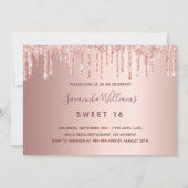 Carte Sweet 16 rose or parties scintillant rose 16e invi (Dos)