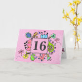 Carte Sweet 16 Seize 16th Birthday Cadeau Salutation (Fleur jaune)