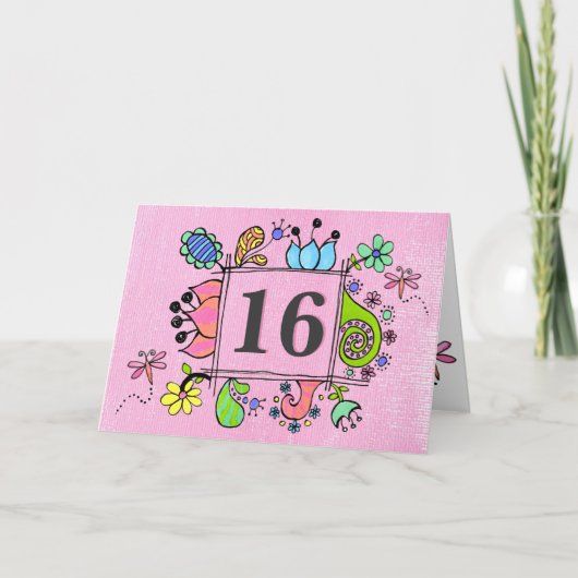 Carte Sweet 16 Seize 16th Birthday Cadeau Salutation (Devant)