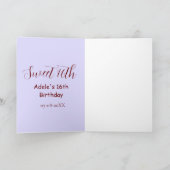 Carte Sweet 16th birthday purple pastel mauve retro name (Intérieur)