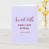 Carte Sweet 16th birthday purple pastel mauve retro name (Fleur jaune)