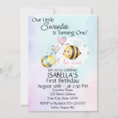 Carte Sweet Bee First Birthday Personalized (Devant)
