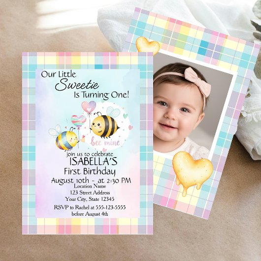 Carte Sweet Bee First Birthday Personalized Invite